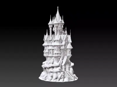 Elven Tree Castle STL  Fantasy Castle on Ancient Roots  3D print 3D print model