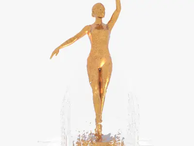 Ballerina Fountain gold sculpture 3D model