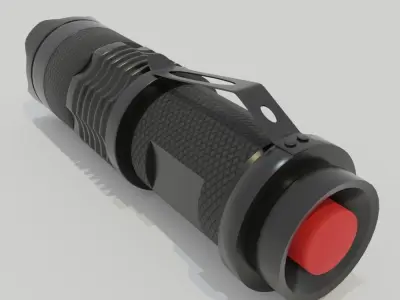 Police LED Flashlight Low-Poly Black Low-poly 3D model