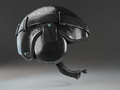 Futuristic Tactical Helmet with Red Stripes 3D Model Low-poly 3D model