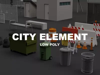 LOW POLY CITY ELEMENT Low-poly 3D model