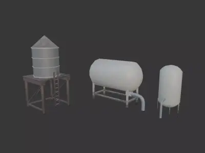 City Roof Props Pack for mobile games Low-poly 3D model