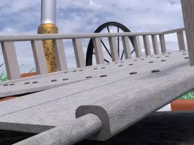 bull cart wooden bridge with wheels Free 3D model