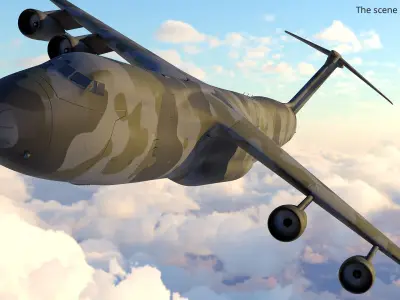  Military Cargo Transport Aircraft Nose Open with Interior 