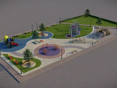 Children Playground SketchUp Model and Lumion Scene Full Package 3D model