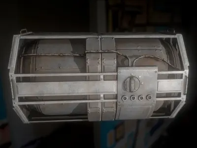 Futuristic Backup Generator Old And Dirty Version Low-poly 3D model