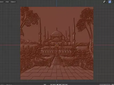 Sultan Ahmed Mosque Relief  Wall Decor Set STL Mural CNC 359  3D model