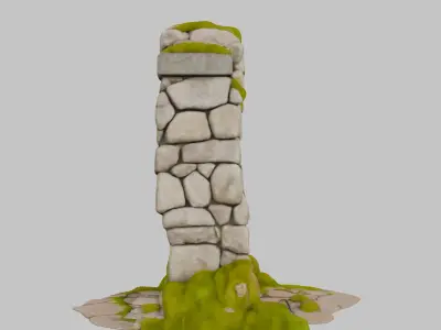 Grey Stone Light Door Wall Low-poly 3D model