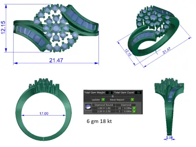 Women Ring  Render 3dm STL OBJ FBX Details 3D print model 355