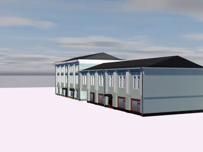 Theater building with roof Low-poly 3D model
