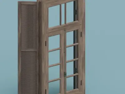 Wood Window Low-poly 3D model