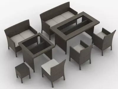 Rattan Garden Furniture Set 002 3D model