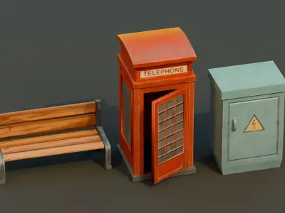 Stylized Urban Props Pack Low-poly 3D model