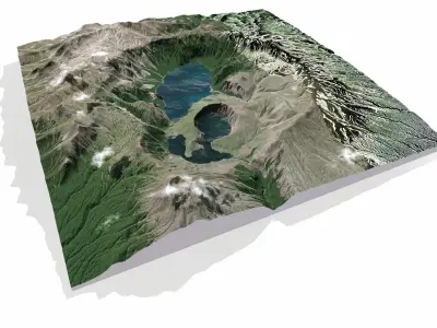 Ksudach volcanic massif Kamchatka 3D model
