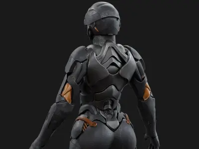 Ski fi girl Low-poly 3D model