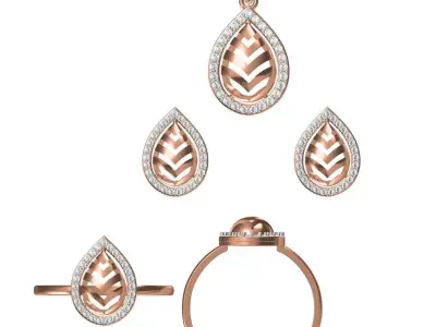 Light wt Ring Earrings Pendant set 3dm stl 1-render details 3D print model 5
