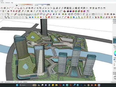 Highrise glass building facade sketchup model 3D model