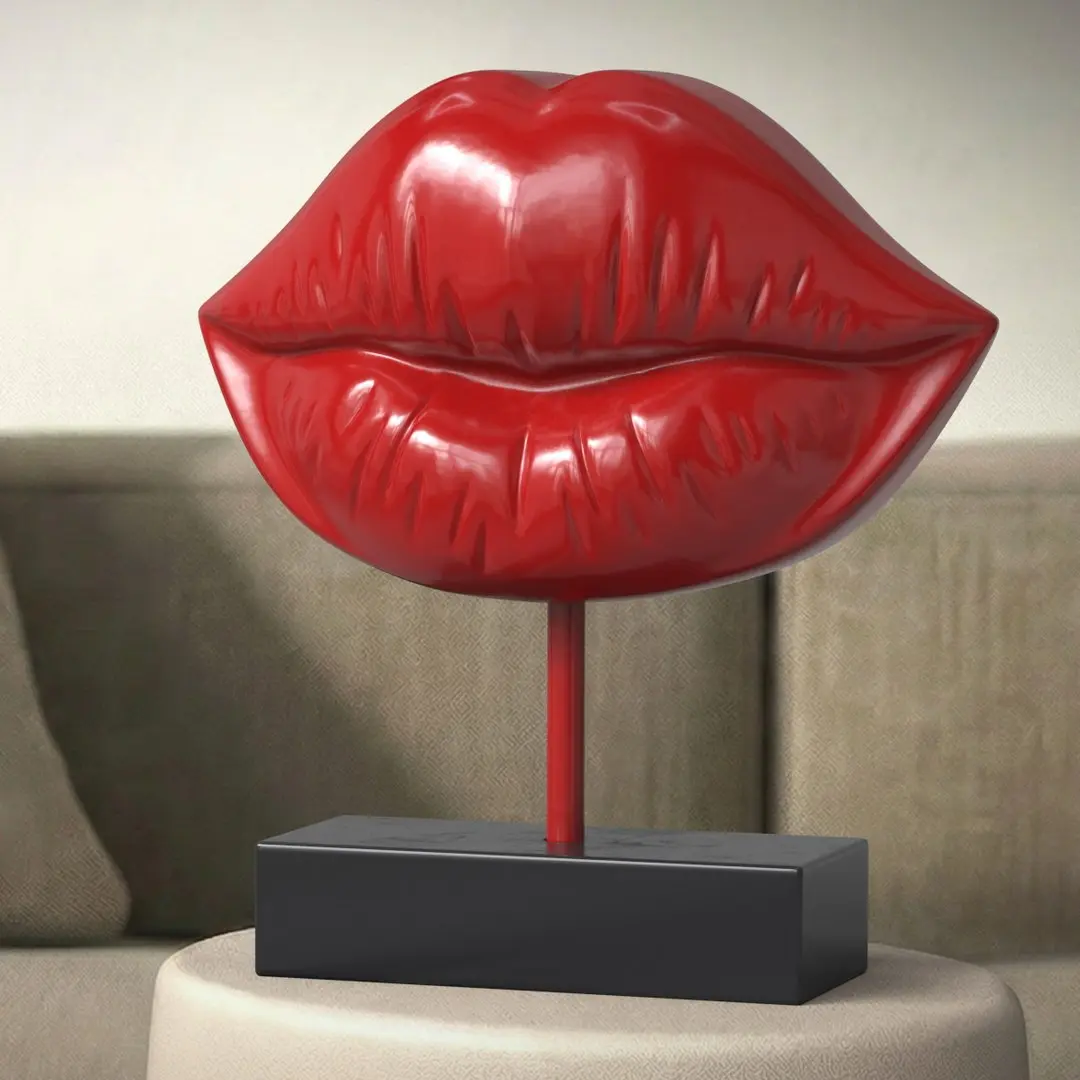  Modern Lips Art Sculpture Red 