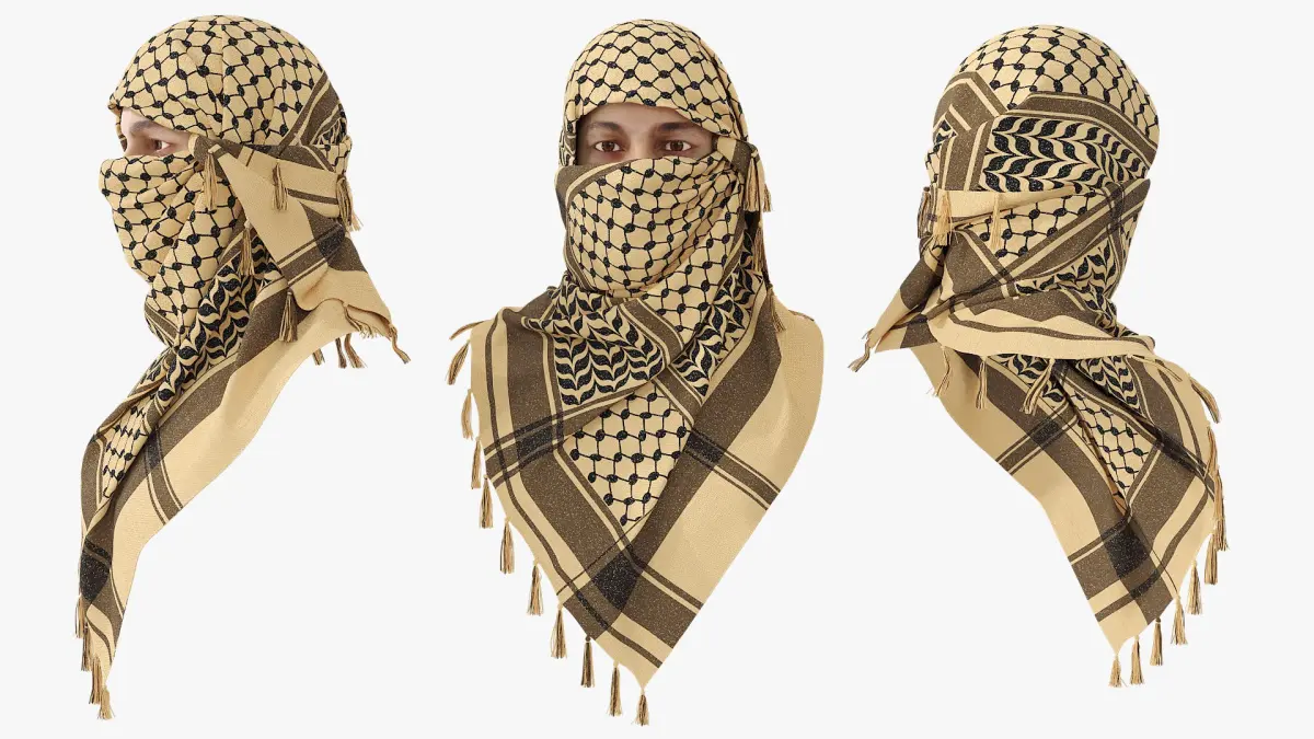 Magnivit Tactical Shemagh Wrapped on Head Beige 3D model