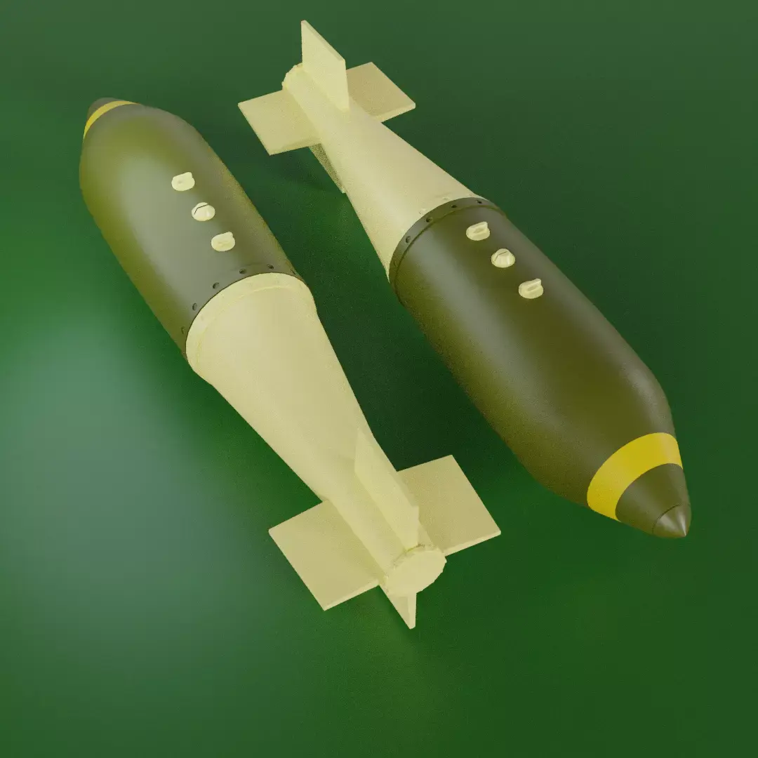 British  general purpose bomb 3D print model Low-poly 3D model
