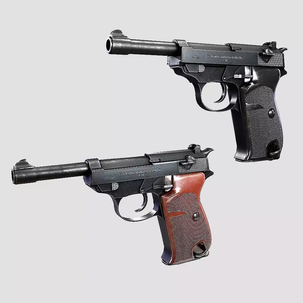 Walther M38 pistol PBR realistic gun 3d model Low-poly 3D model