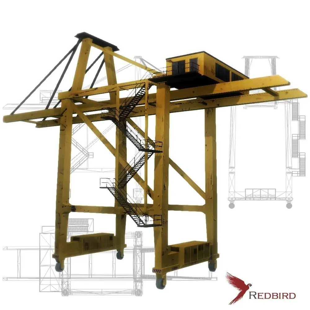 Port crane yellow low poly Low-poly 3D model