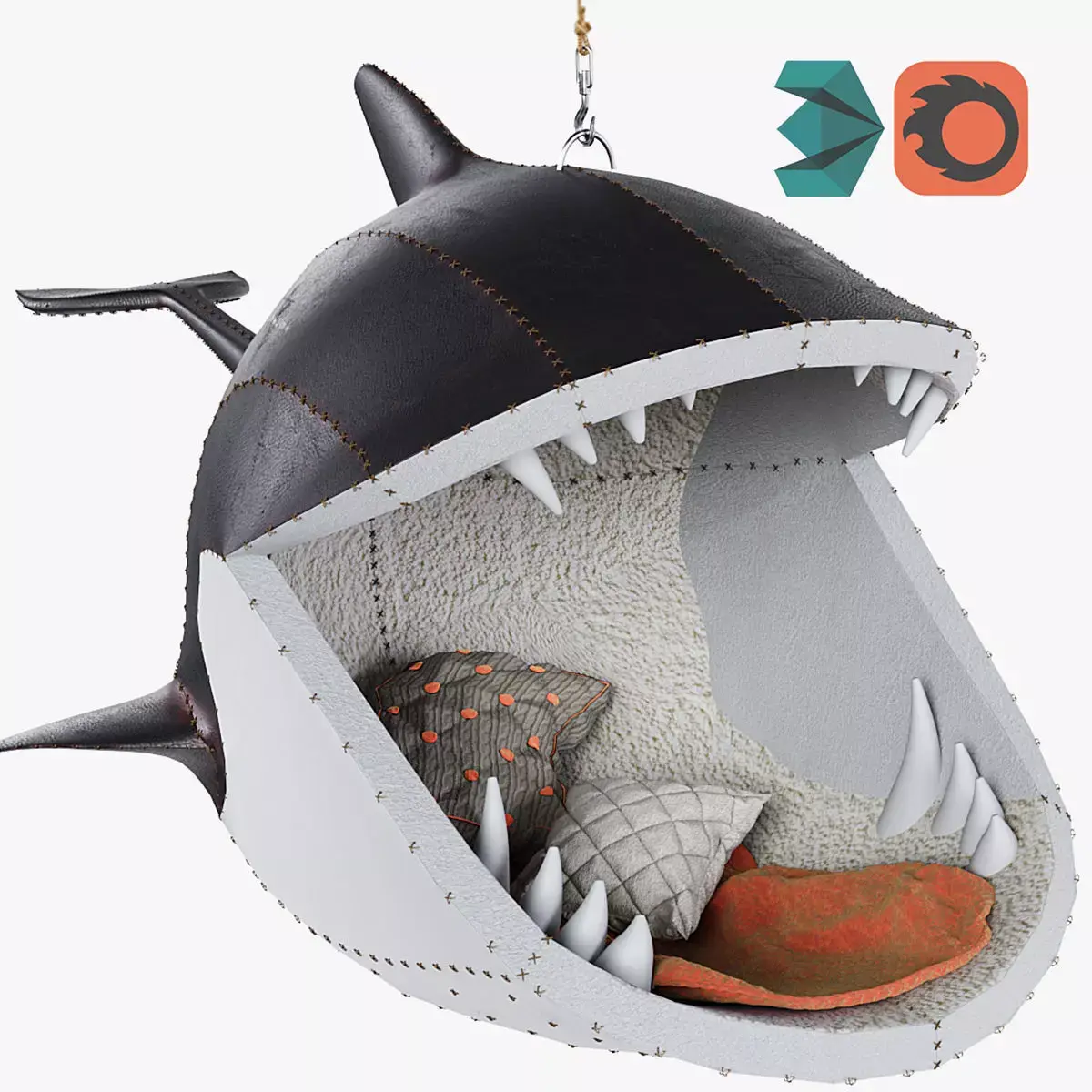 Swing chair by Porky Hefer Killer whale Fiona Blackfish Low-poly 3D model