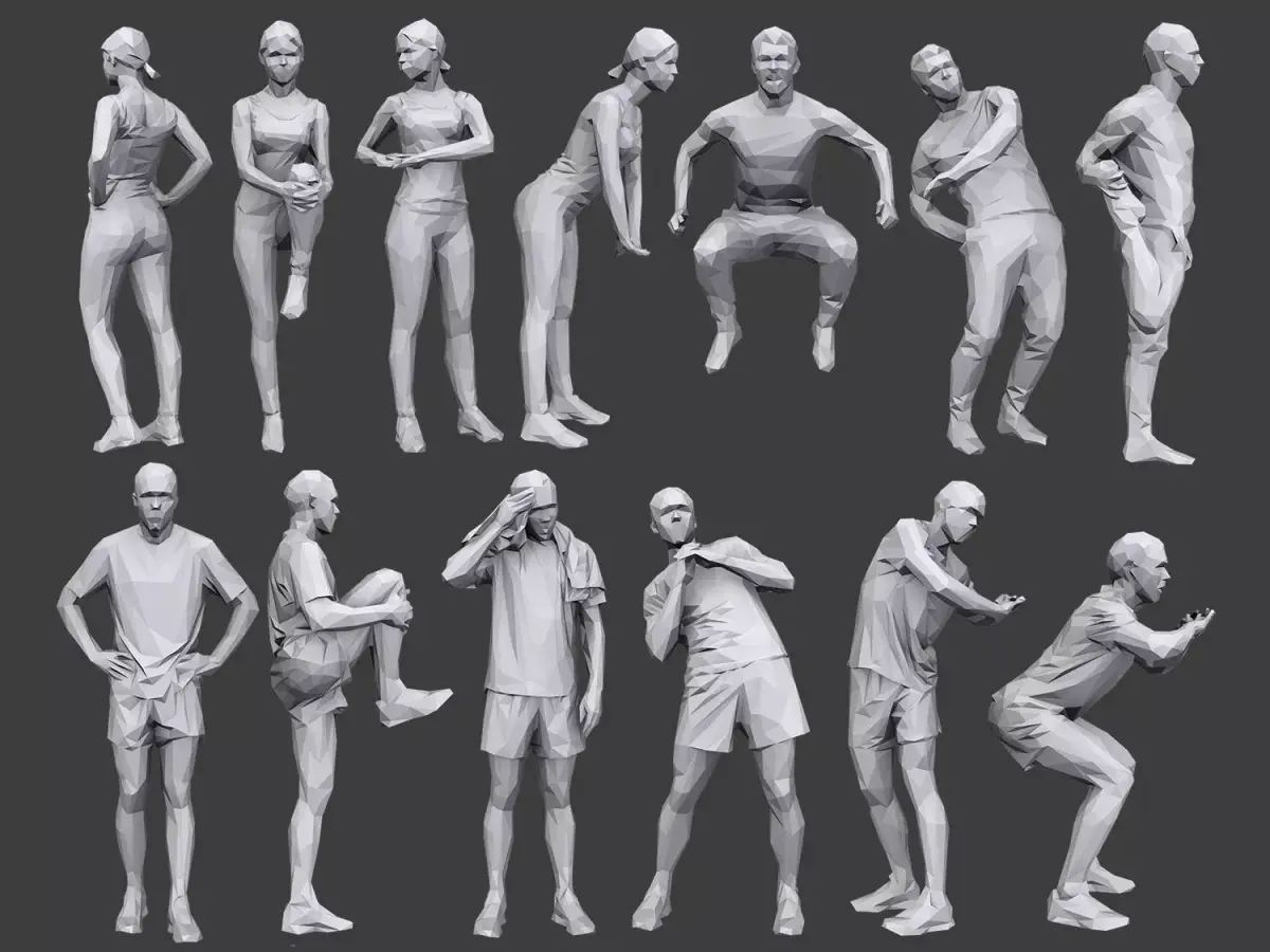 Lowpoly People Fitness Pack Low-poly 3D model