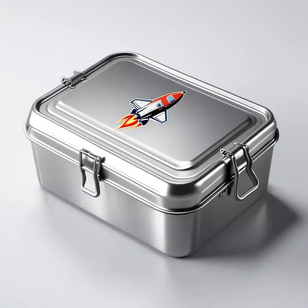 Dented Retro Rocket Lunchbox 3D Model 3D model