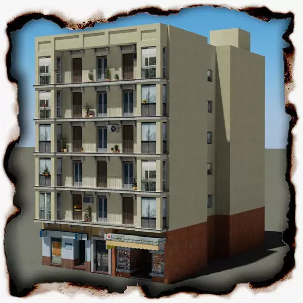 Building apartment Low-poly 3D model shop