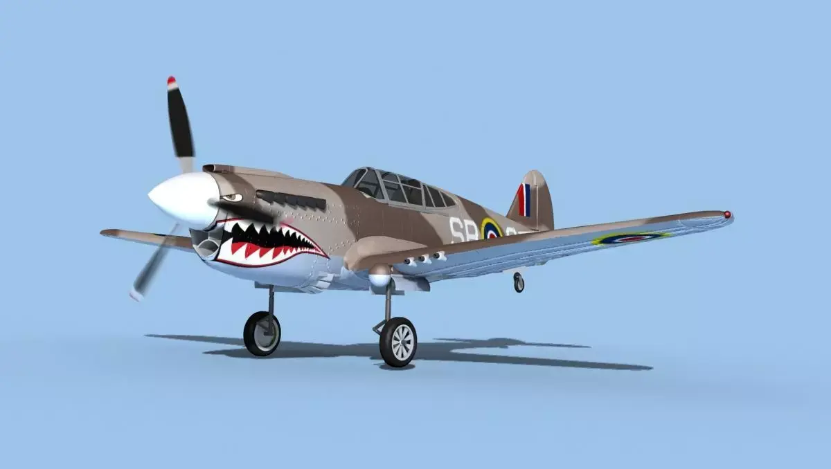 Curtiss P-40F Tomahawk V04 RAF 3D model