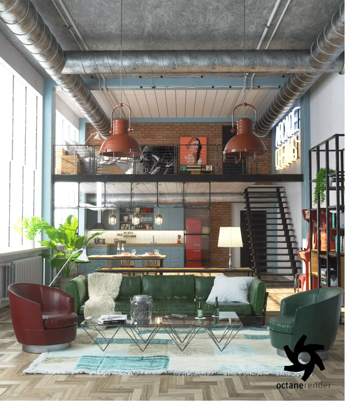 Industrial Loft Octane Render 3D model