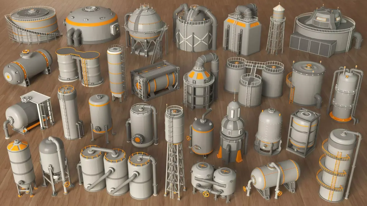 Industrial Tanks - part - 4 - 30 pieces 3D model