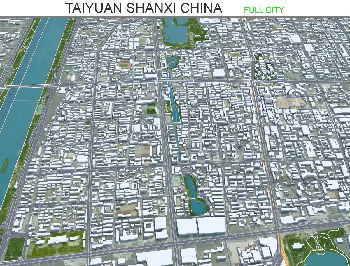 Taiyuan Shanxi China 70km AI Low-poly 3D model