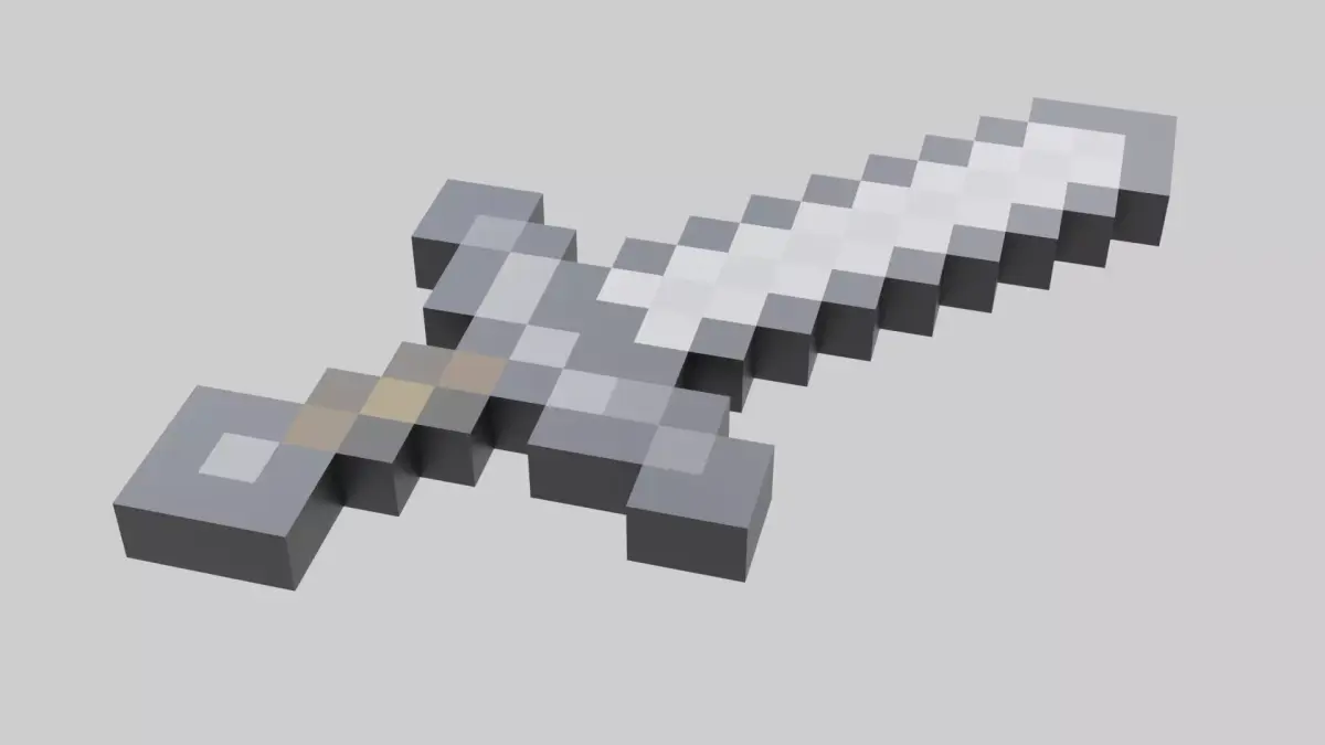 Minecraft Iron sword Free low-poly 3D model
