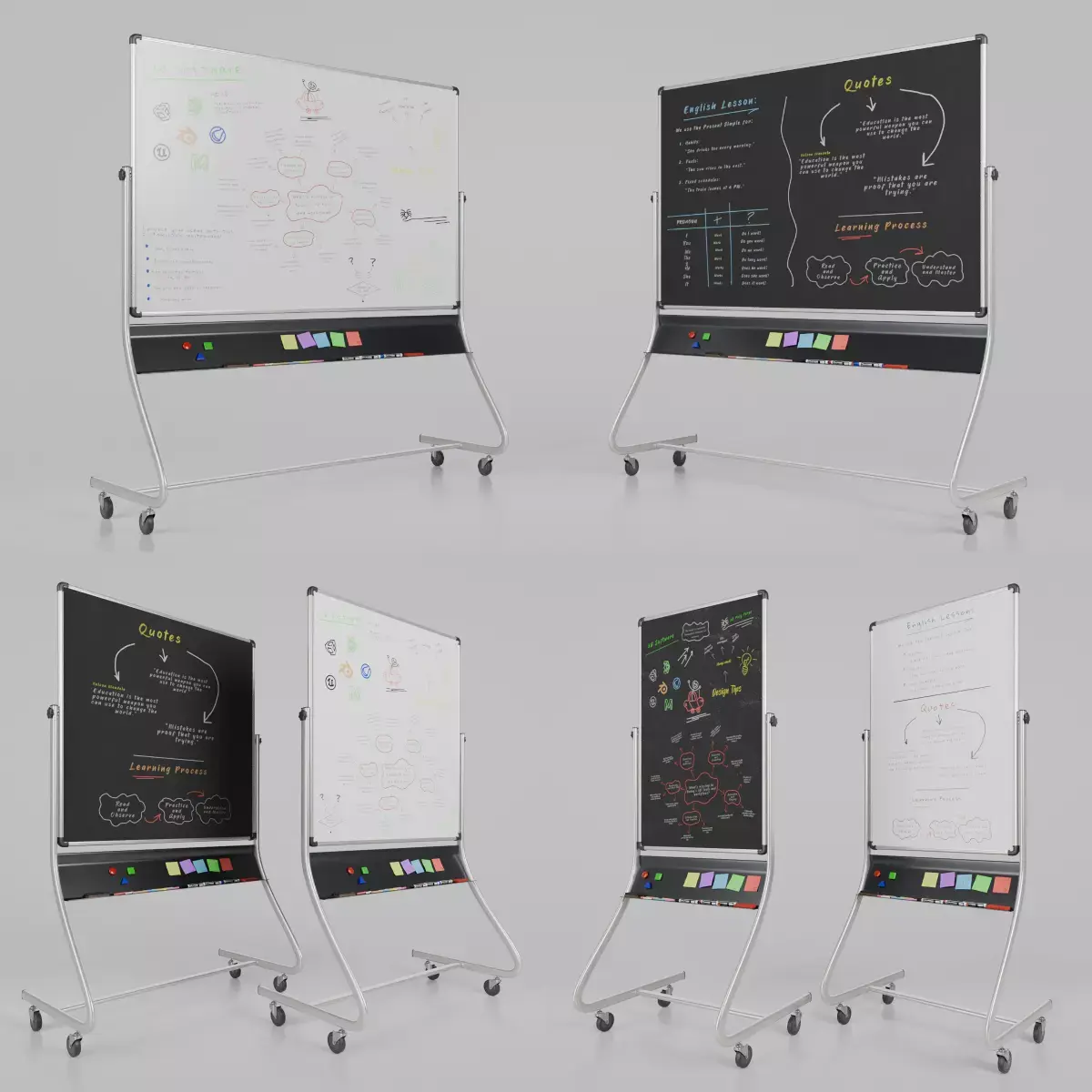 Complete Dual-Sided Chalkboards - Customizable Metal Writing ... 3D Model Pack