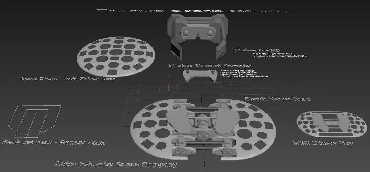 Electric Hoover Board - Concept 3D model