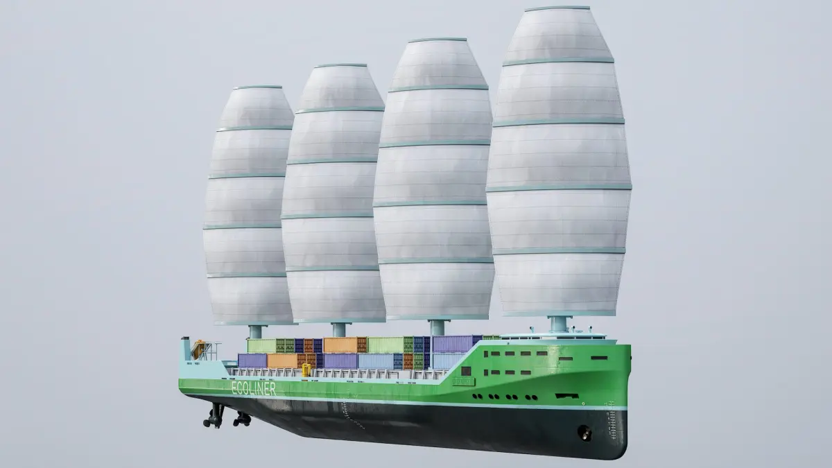 Futuristic Ship Sail Powered Green Ecoliner PBR 3D model