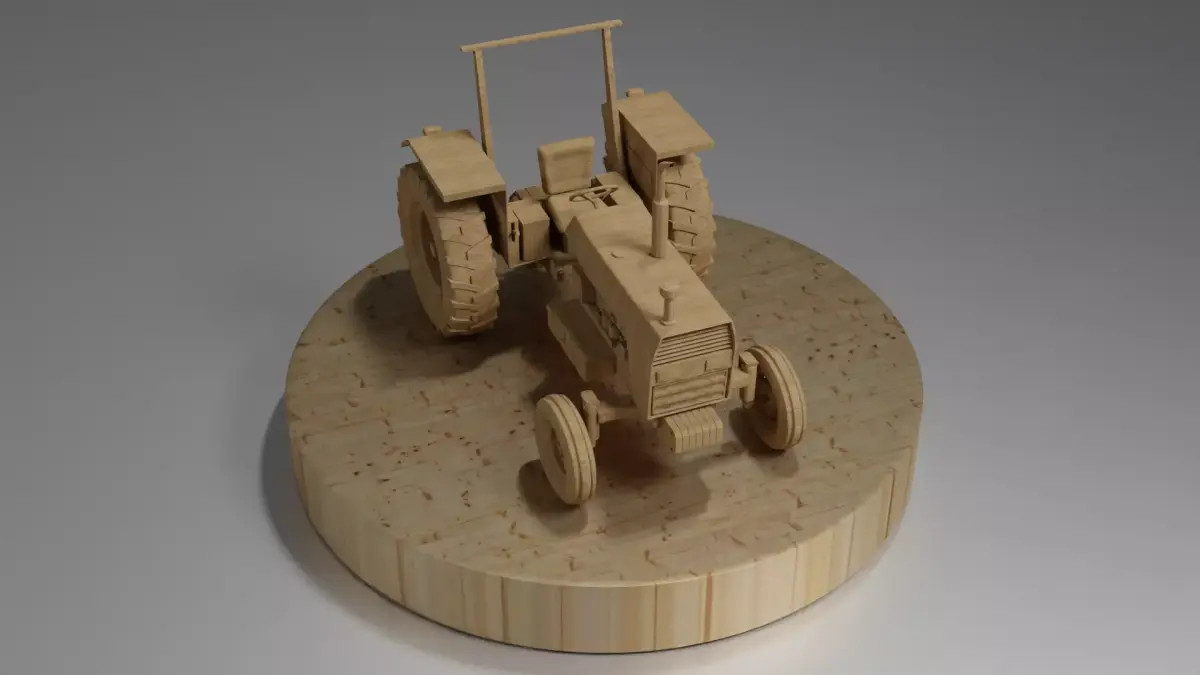 Wooden tractor 3D model