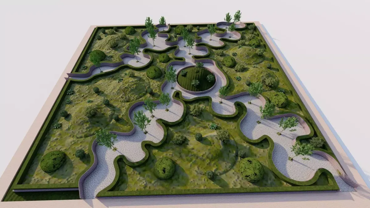 public park-Private Park Landscape 3D model 5