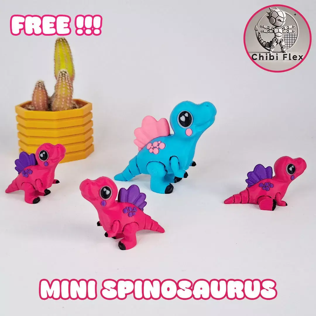 Flexi Mini Spinosaurus Print In Place No Supports Free 3D print model