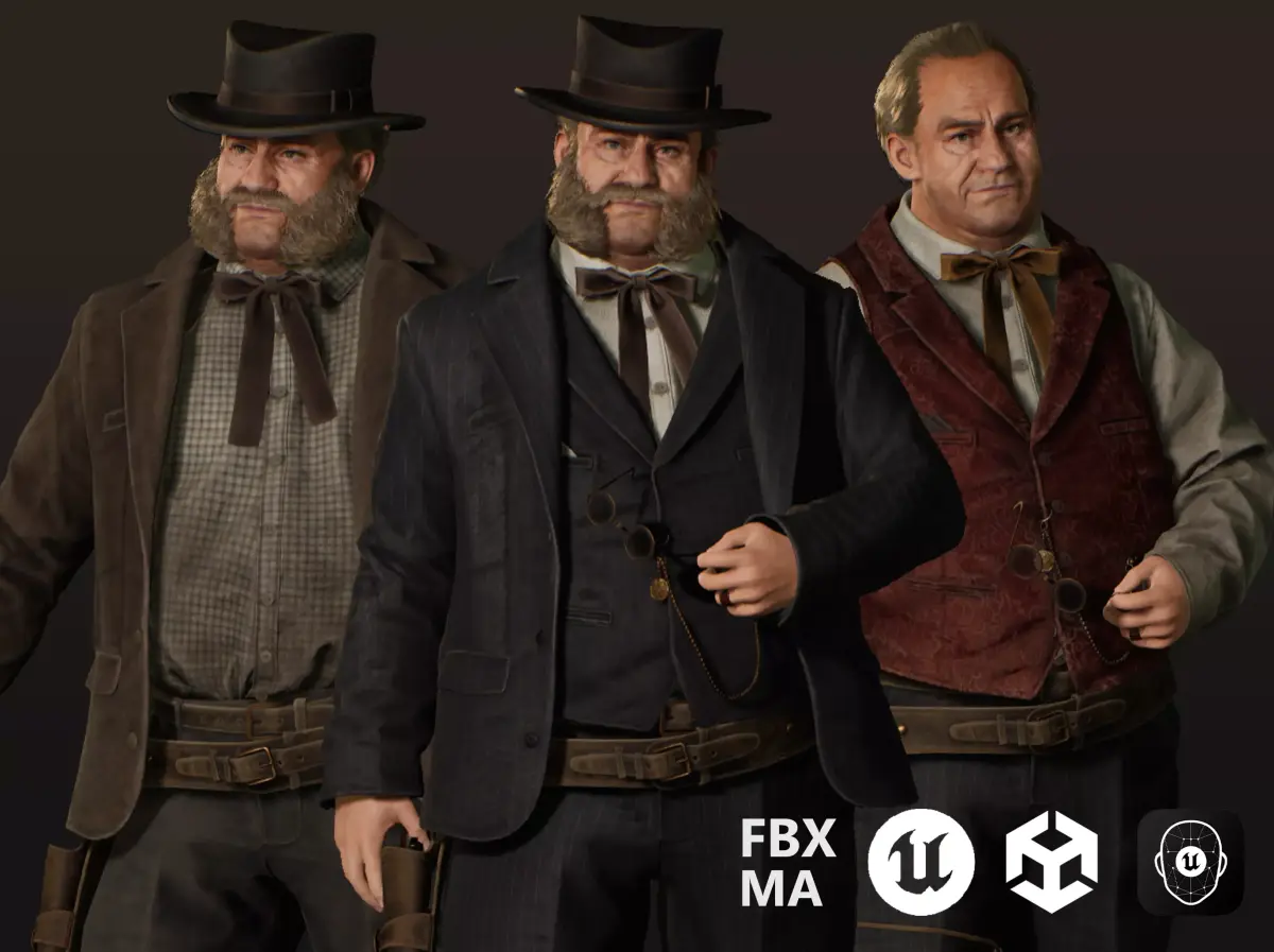 Western Character Joseph - Survival RPG Cowboy Man Low-poly 3D model
