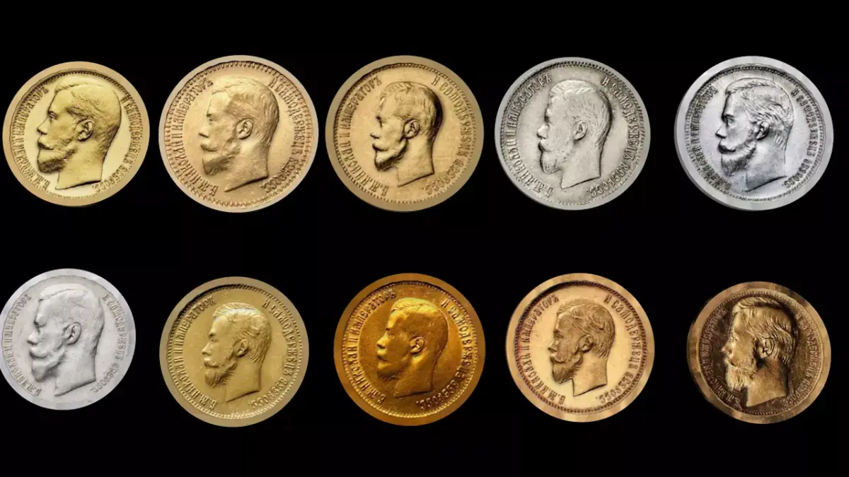 Set of coins of Nicholas II Low-poly 3D model