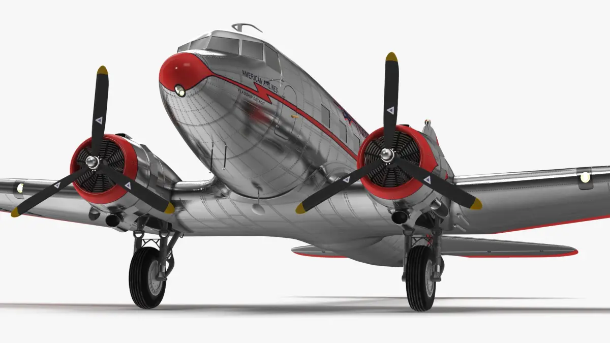 Vintage Propeller Aircraft Douglas DC-3 3D model