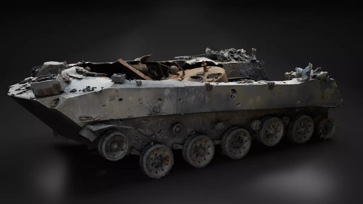 Destroyed and burnt Russian BMD-2 Photoscan 3D model