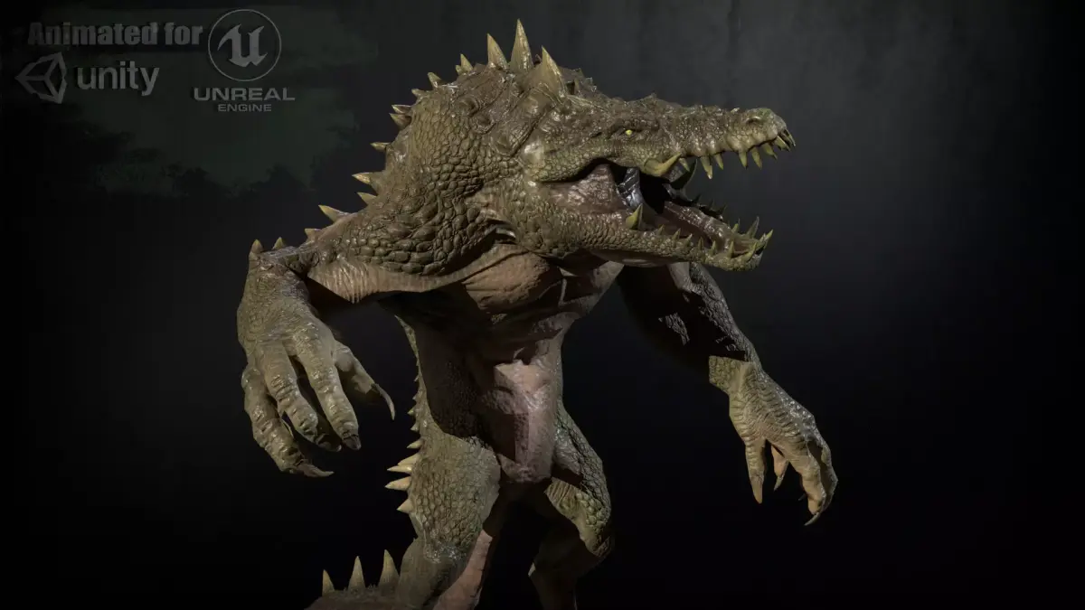 MutantCrocodile crocodile creature Low-poly 3D model