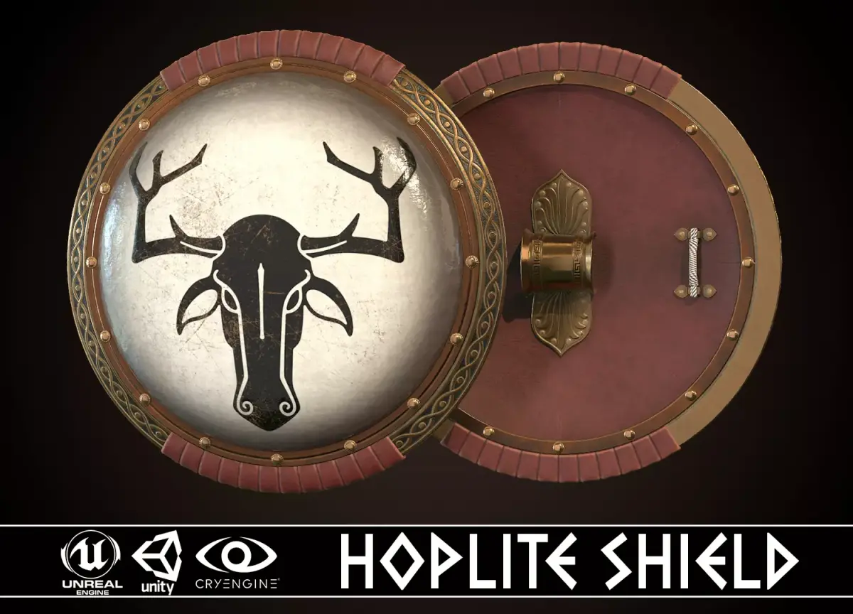 Hoplite Shield Deer Low-poly 3D model