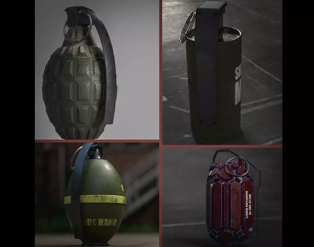 Frag hand grenades PACK Low-poly 3D model