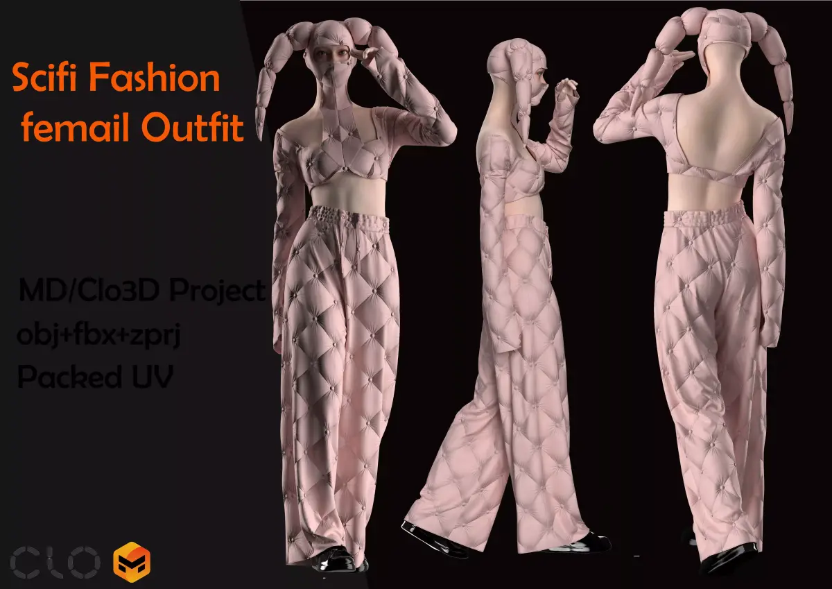 Sci-fi Fashion women Outfit 3dmodel Low-poly 3D model