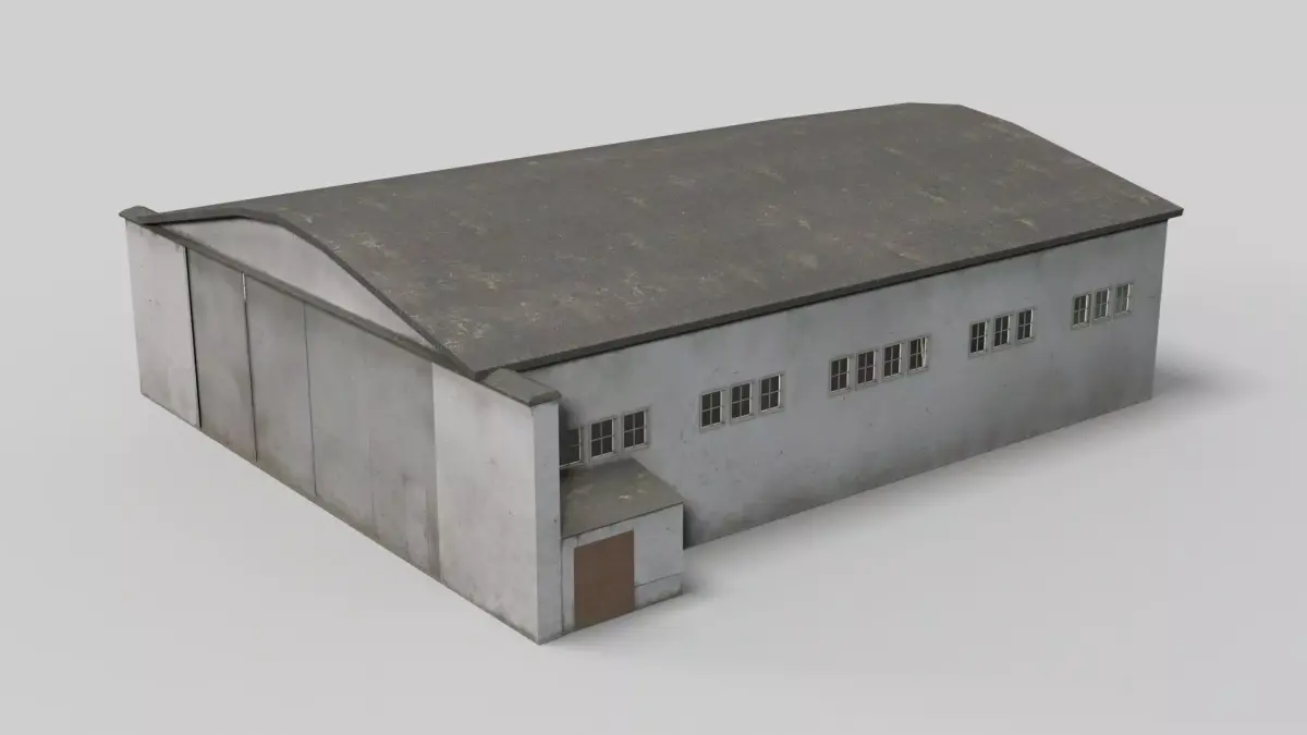 Vintage Aeroclub Aircraft Hangar PBR Real Scale Game  3D model